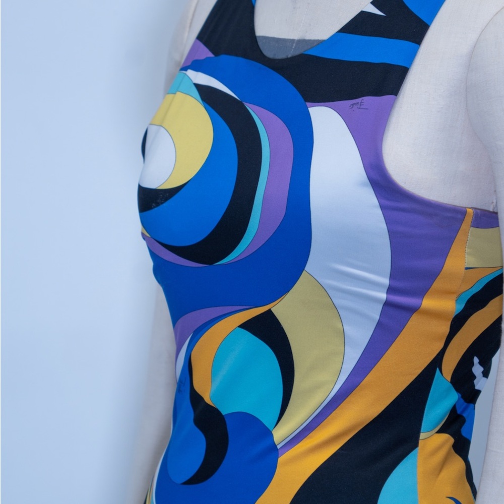Emilio Pucci Blue and Yellow Abstract Tank Top - Picture 3 of 6